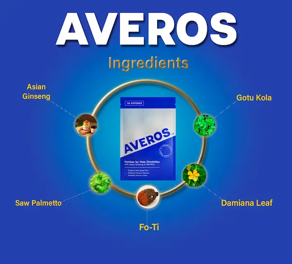 Inhaltsstoffe von Averos: Asiatischer Ginseng, Gotu Kola, Damiana, Fo-Ti und Sägepalme